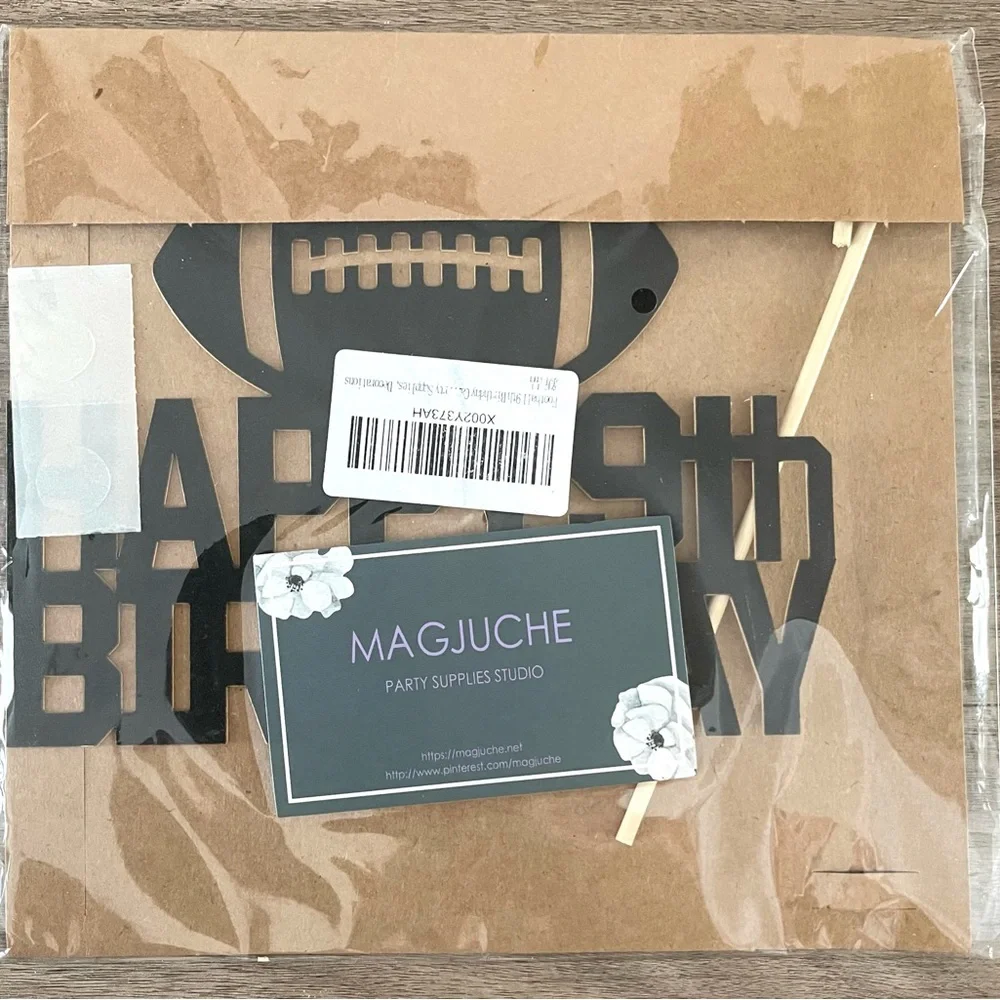 Black Magjuche Happy 9th Birthday Football Cake Topper